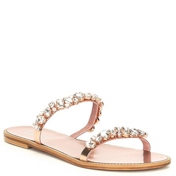 Rose gold embellished sandals Clearance